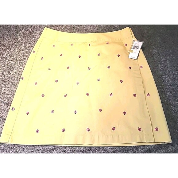 New NWT Kate Hill Casual Apple Green Embroidered Ladybug Skort Size 10 - Picture 1 of 12
